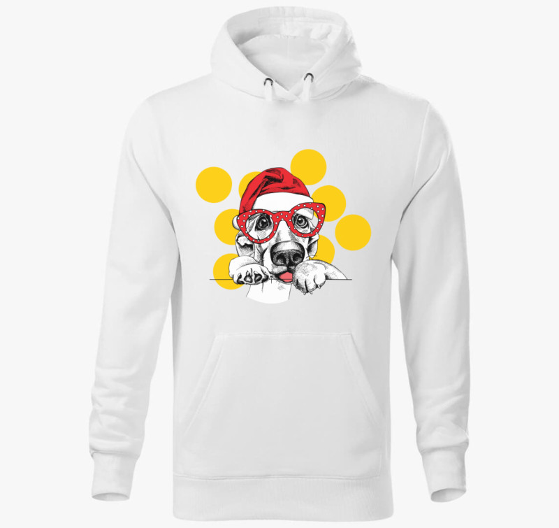 Santa dog kapucnis pulóver — Fehér