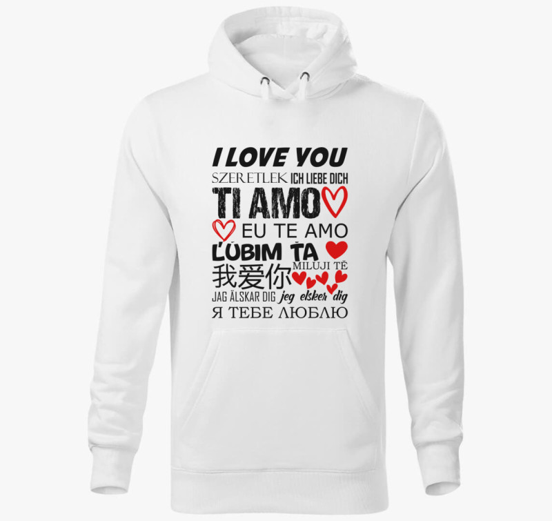 Ti Amo kapucnis pulóver — Fehér