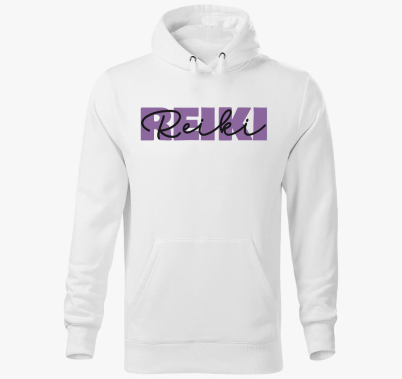 Reiki lila kapucnis pulóver — Fehér