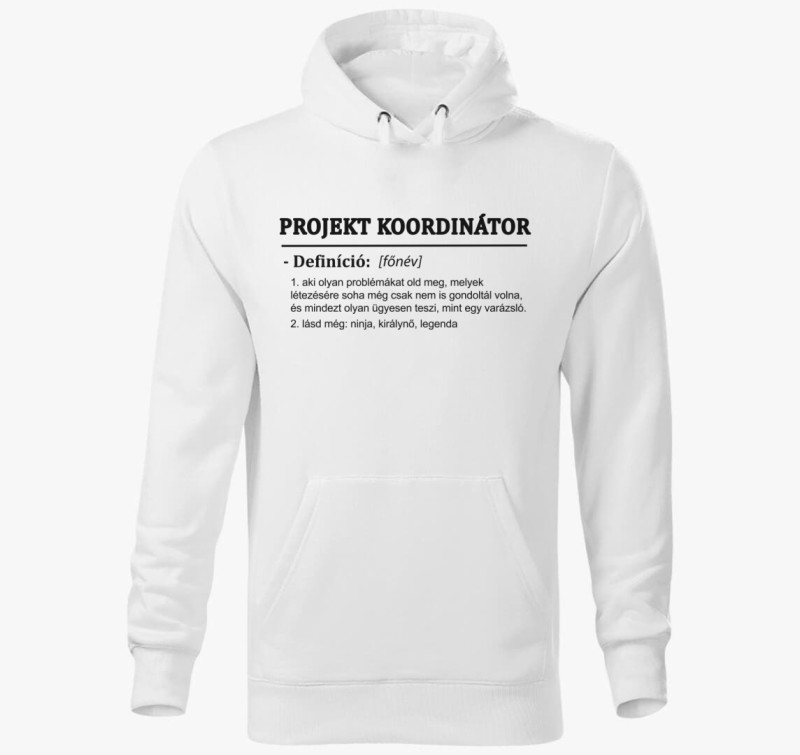 Projekt koordinátor kapucnis pulóver — Fehér