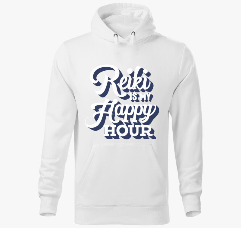 Reiki is my happy hour kapucnis pulóver — Fehér
