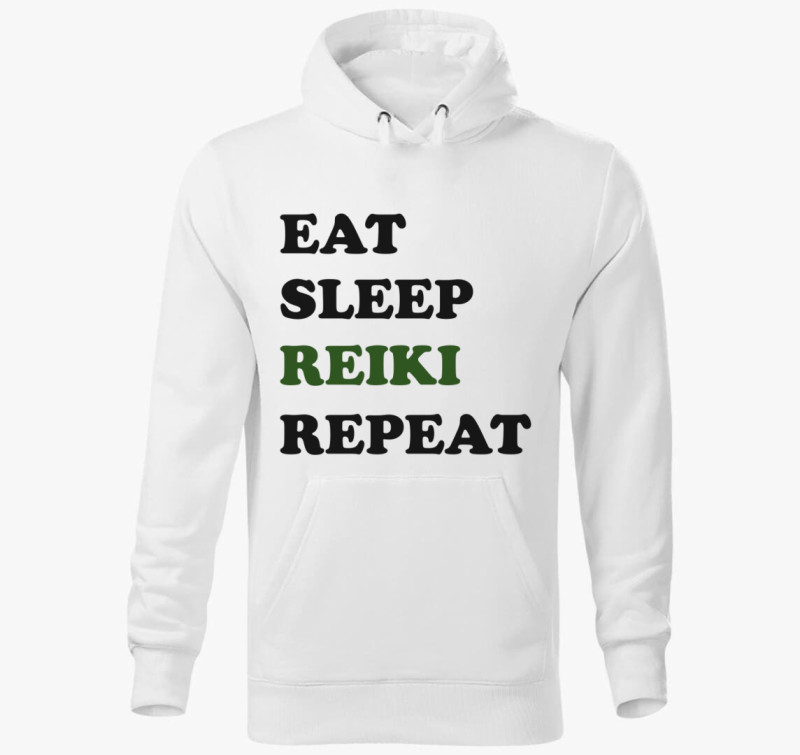 Reiki repeat kapucnis pulóver — Fehér