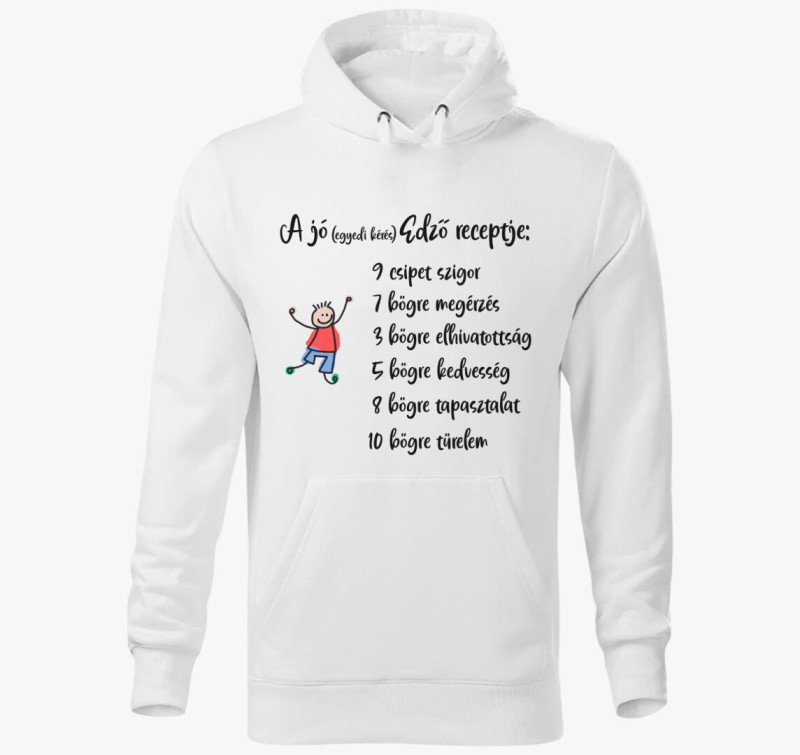 Fiús edző kapucnis pulóver — Fehér