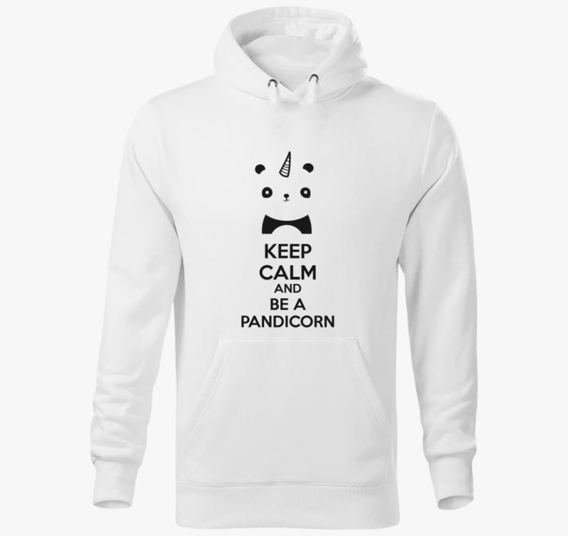 Keep calm and be a pandicorn kapucnis pulóver — Fehér