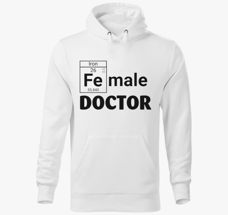Doktornős kapucnis pulóver — Fehér