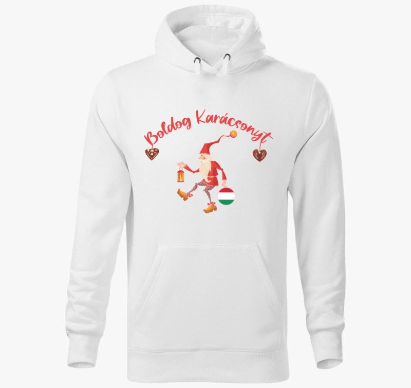 Télapós kapucnis pulóver — Fehér