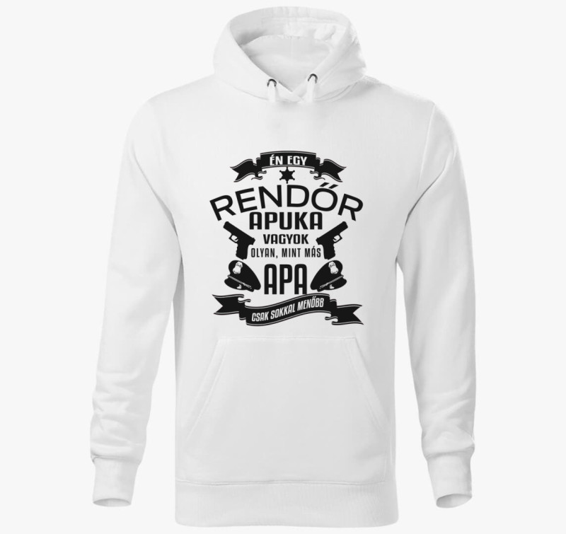 Rendőr apuka kapucnis pulóver — Fehér