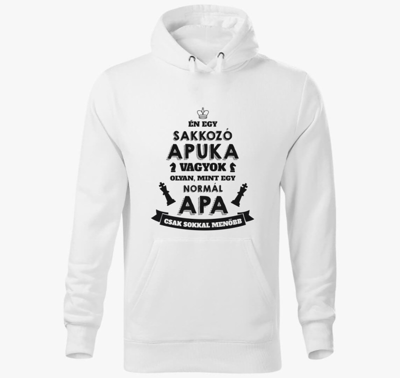 Sakkozó apuka kapucnis pulóver — Fehér