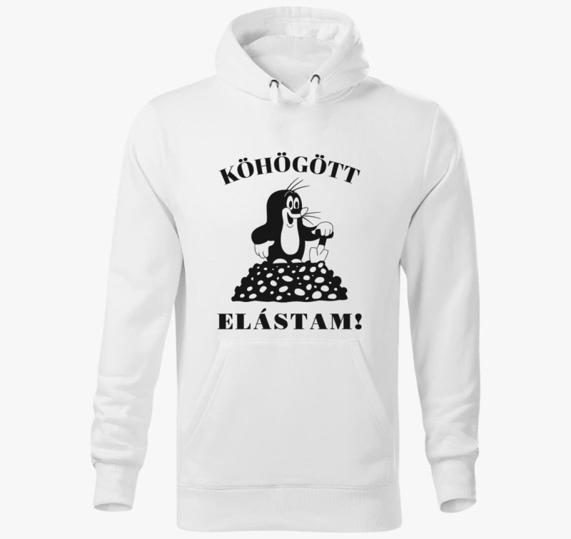 Köhögött elástam kapucnis pulóver — Fehér