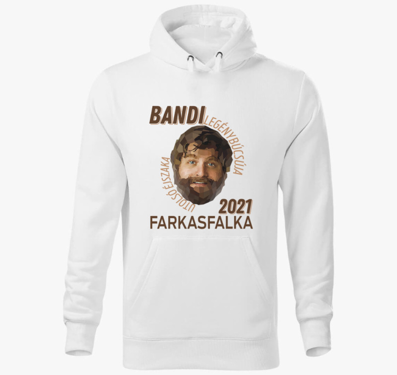 Farkasfalka legénybúcsús kapucnis pulóver — Fehér
