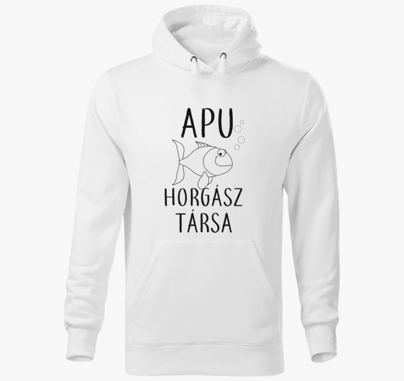 Apu horgász társa-gyerek kapucnis pulóver — Fehér