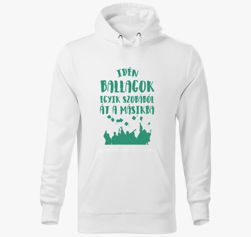 Ballagós kapucnis pulóver — Fehér
