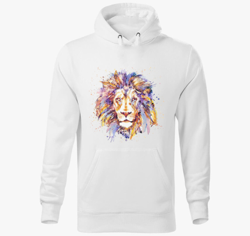 Lion - Oroszlán kapucnis pulóver — Fehér