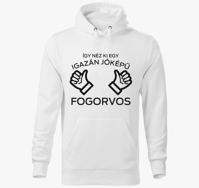 Így néz ki egy jóképű fogorvos kapucnis pulóver — Fehér