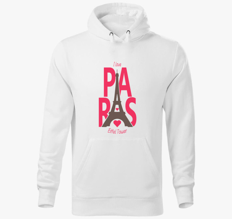 I love Paris 2.0 kapucnis pulóver — Fehér