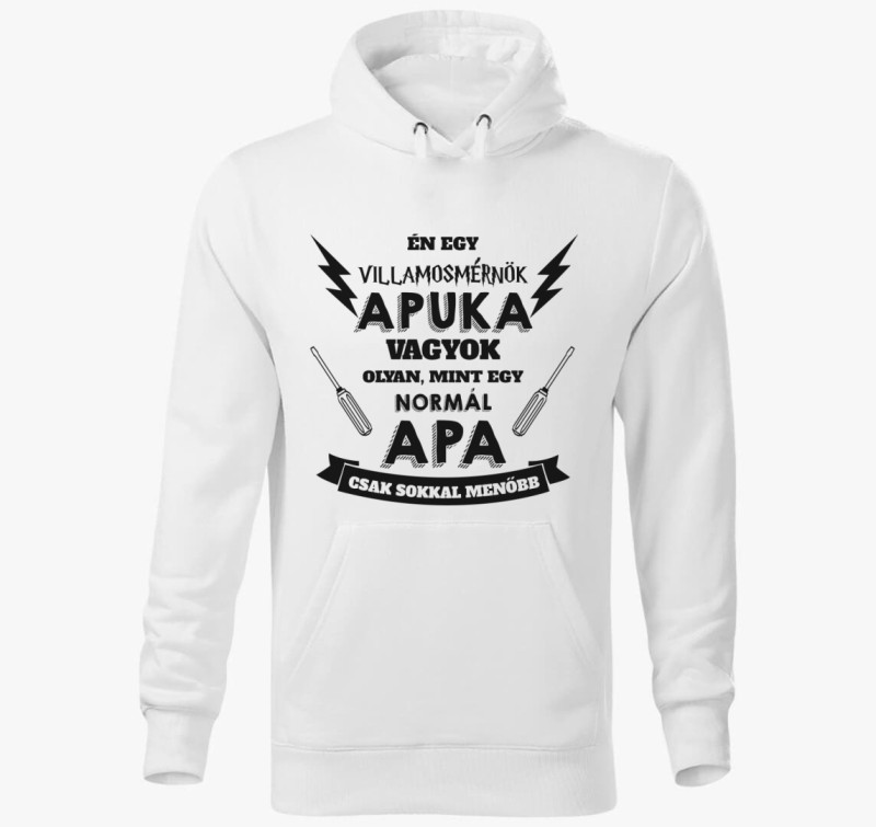 Villamosmérnök apuka kapucnis pulóver — Fehér