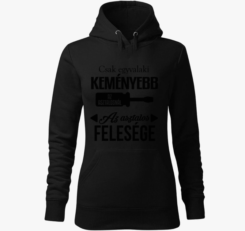 Asztalos feleség - asztalos kapucnis pulóver — Fekete