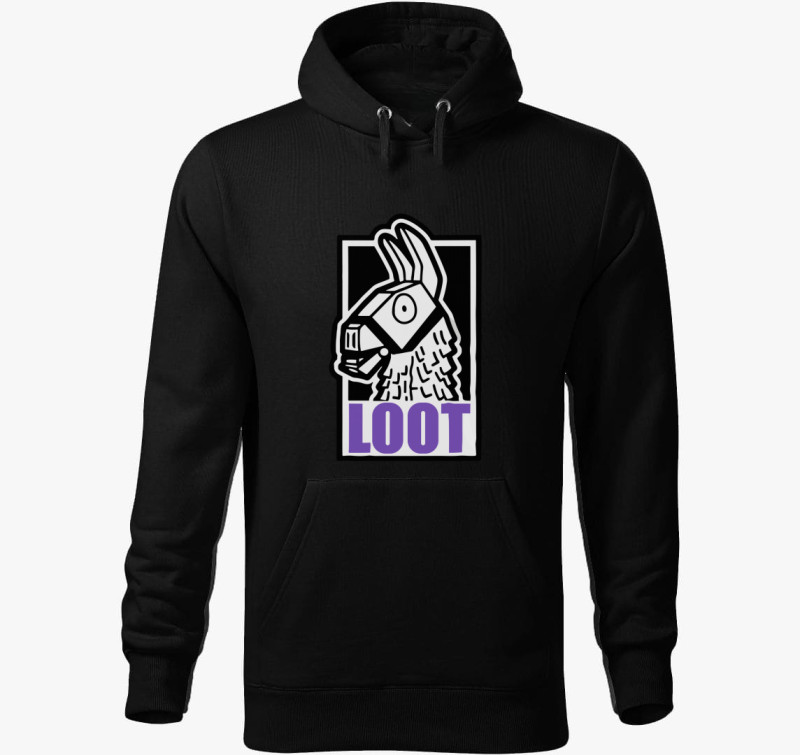 Fornite Loot purple kapucnis pulóver — Fekete