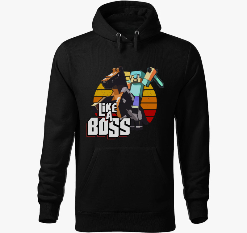 Minecraft Like a boss kapucnis pulóver — Fekete