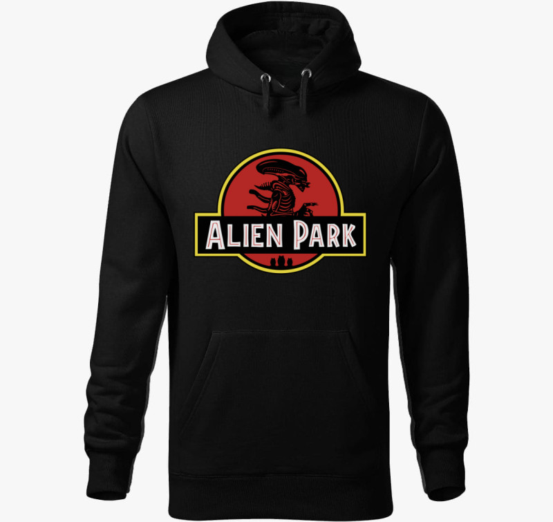 Alien Park kapucnis pulóver — Fekete
