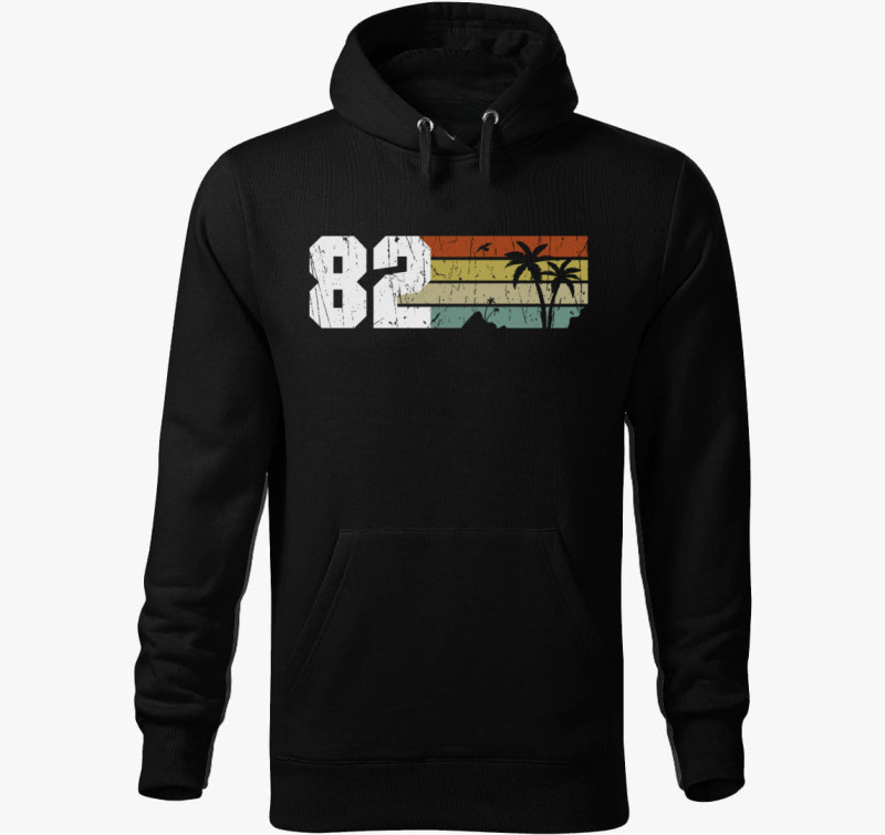 82 vintage design kapucnis pulóver — Fekete