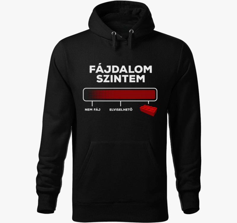 Fájdalom szint vicces kapucnis pulóver — Fekete