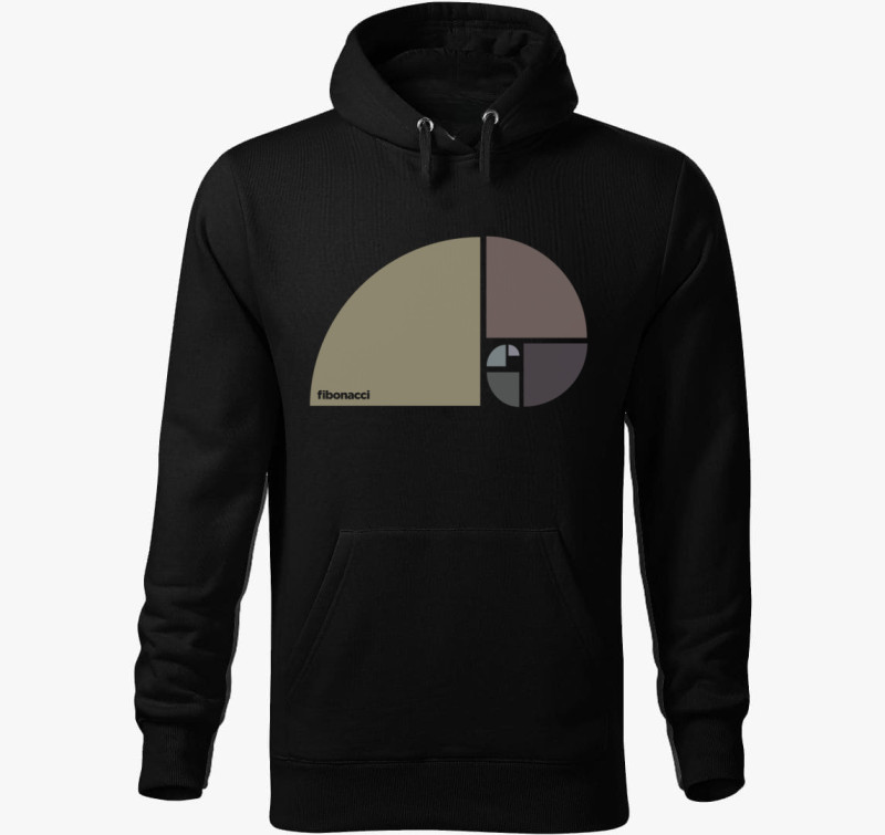 Fibonacci aranymetszés design kapucnis pulóver — Fekete