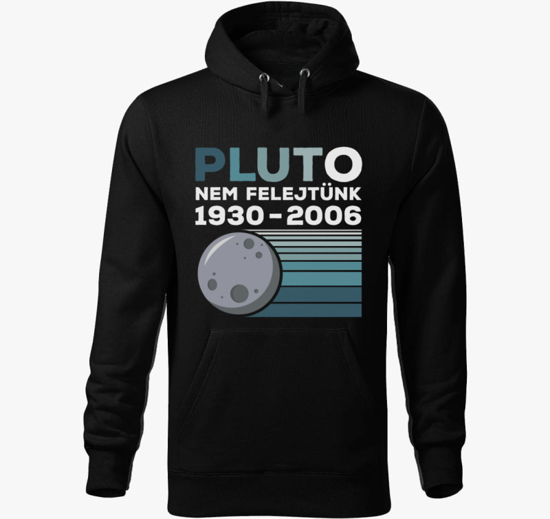 Pluto bolygó emlék kapucnis pulóver — Fekete