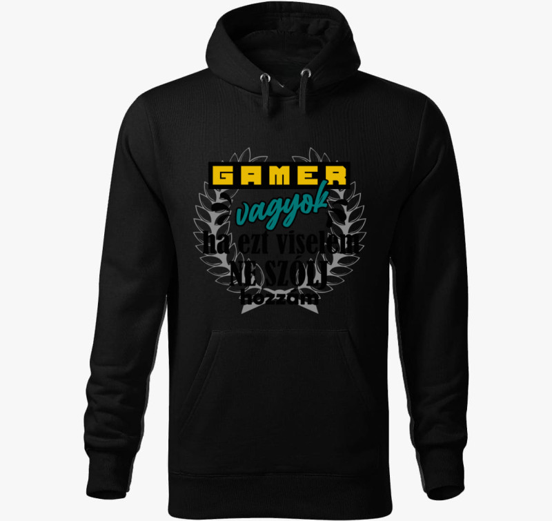 Gamer vagyok kapucnis pulóver — Fekete