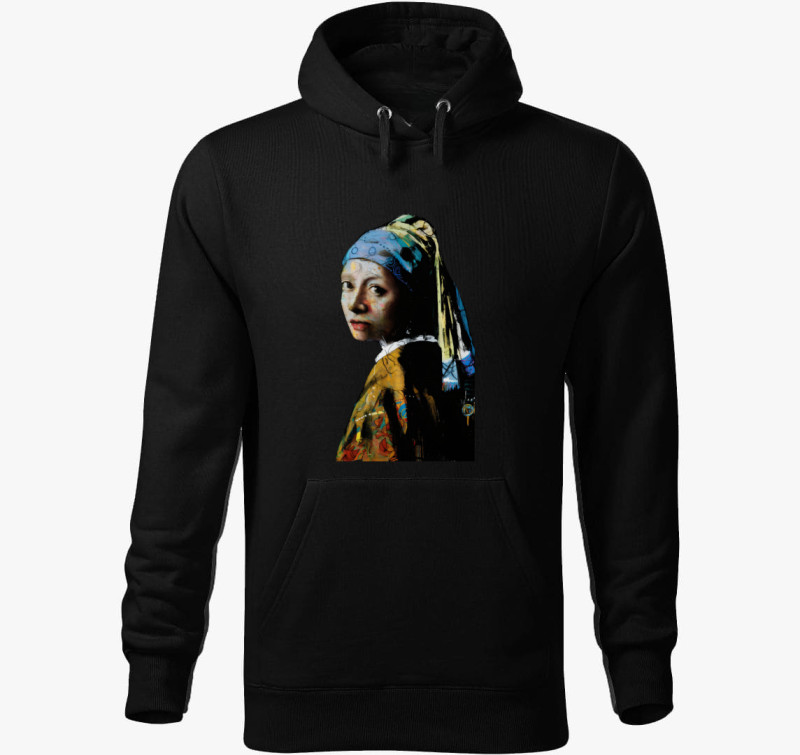 Vermeer graffitis kapucnis pulóver — Fekete