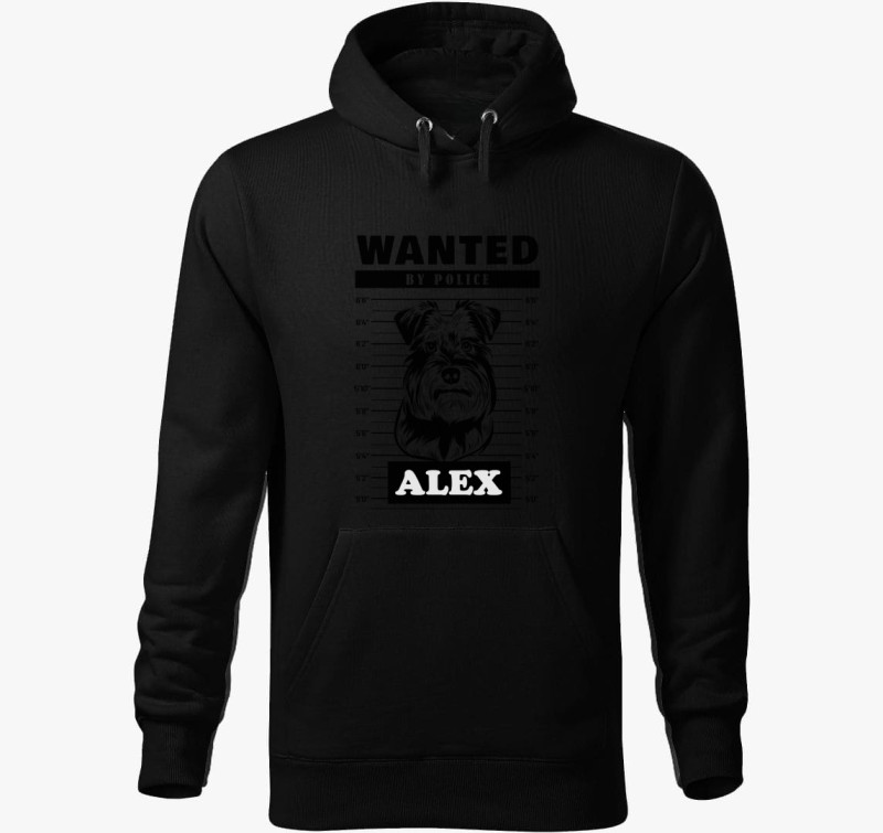 Schnauzer wanted kapucnis pulóver — Fekete