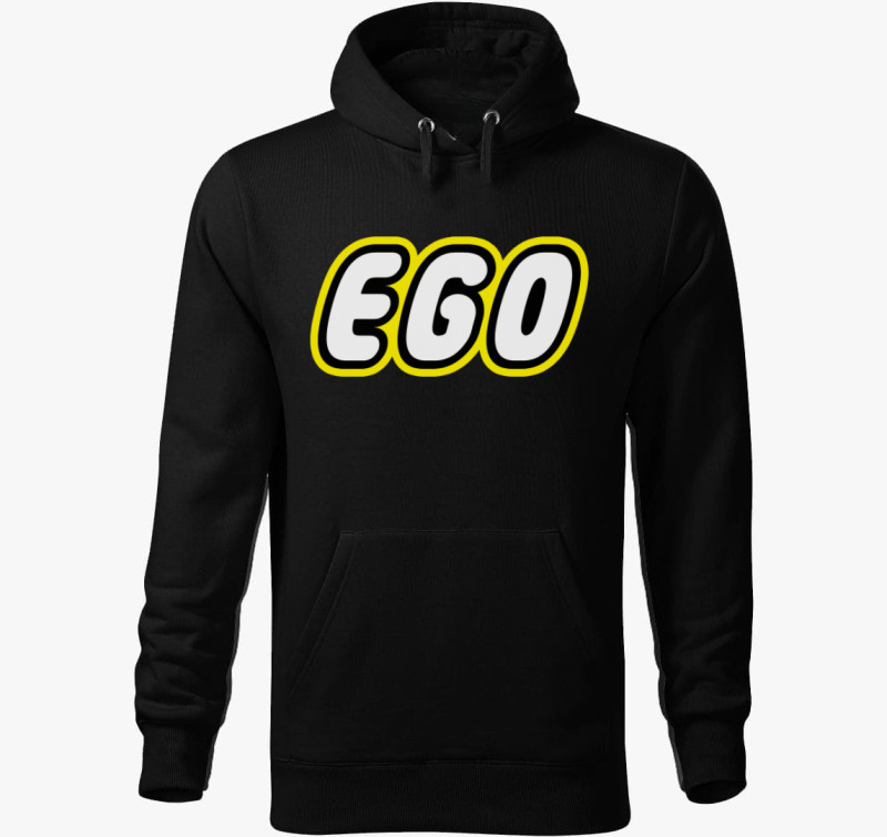 Ego Lego márka paródia kapucnis pulóver — Fekete