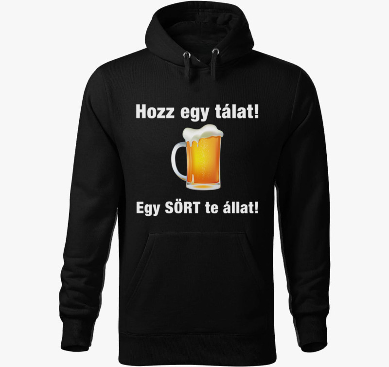 Hozz egy tálat egy sört te állat kapucnis pulóver — Fekete