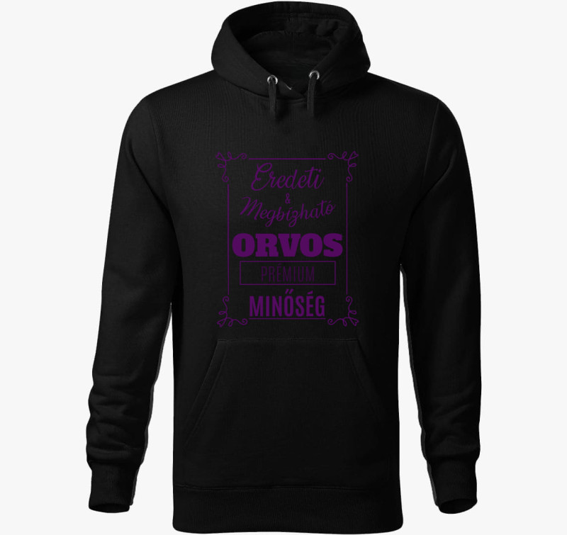 Megbízható orvos kapucnis pulóver — Fekete