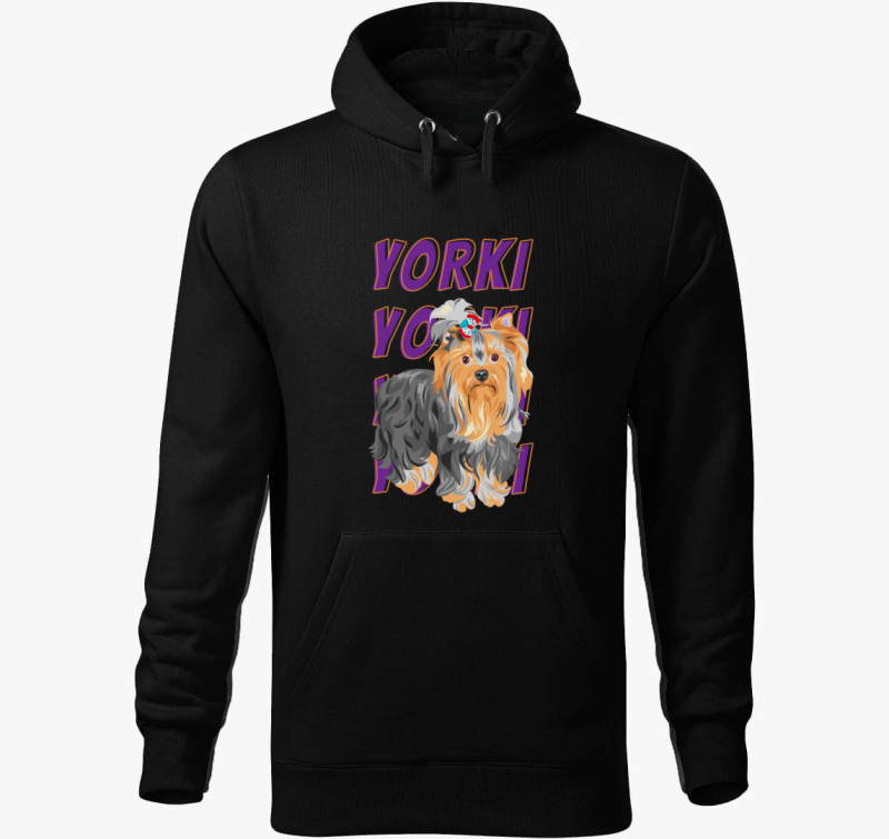 Yorki mintás kapucnis pulóver — Fekete