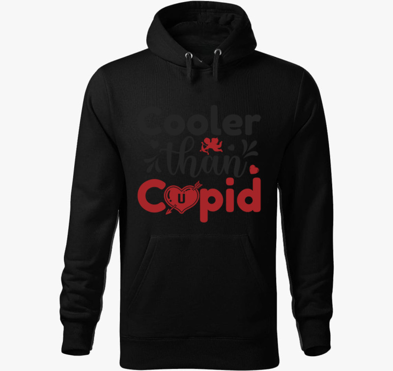 Cooler than Cupid kapucnis pulóver — Fekete