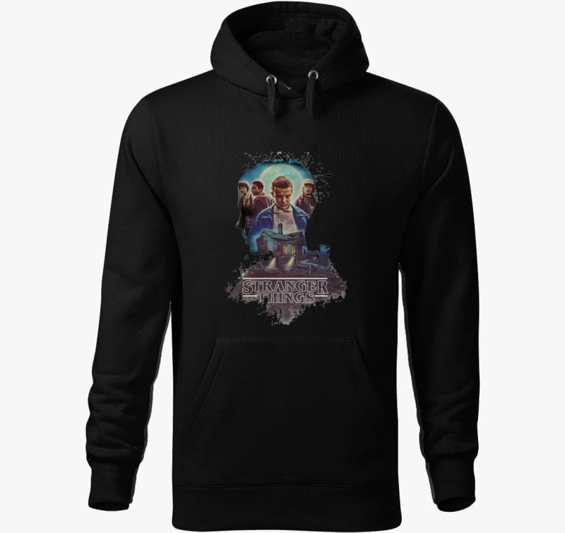 Stranger Things festve kapucnis pulóver — Fekete