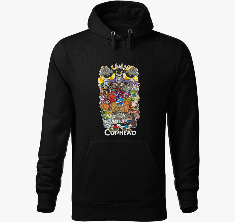 Cuphead karakterek kapucnis pulóver — Fekete
