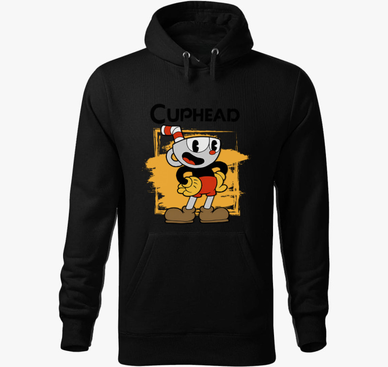 Cuphead kapucnis pulóver — Fekete