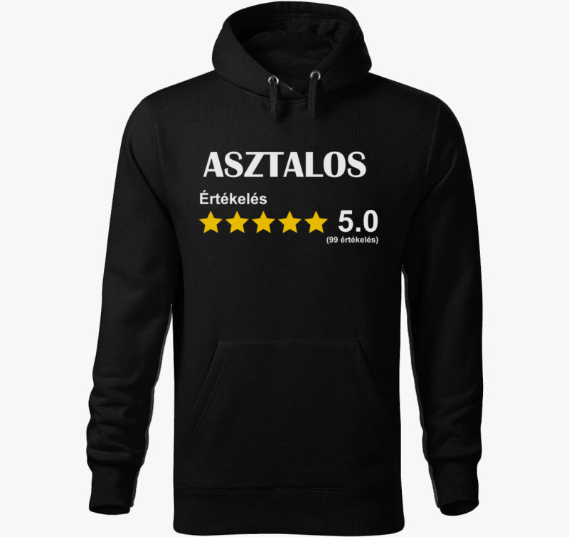 Asztalos értékelős kapucnis pulóver — Fekete