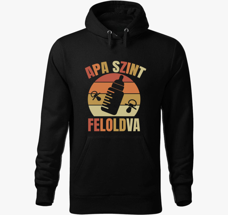 Apa szint feloldva kapucnis pulóver — Fekete