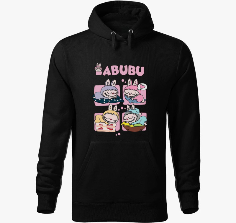 Alvó labubuk kapucnis pulóver — Fekete