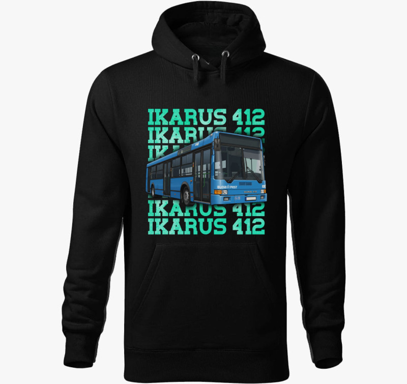 Ikarus 412 Busz kapucnis pulóver — Fekete
