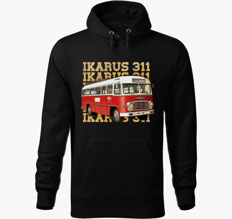 Ikarus 311 Busz kapucnis pulóver — Fekete
