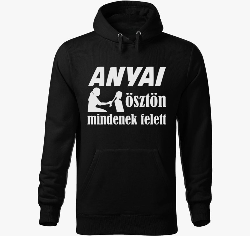Anyai ösztönös kapucnis pulóver — Fekete