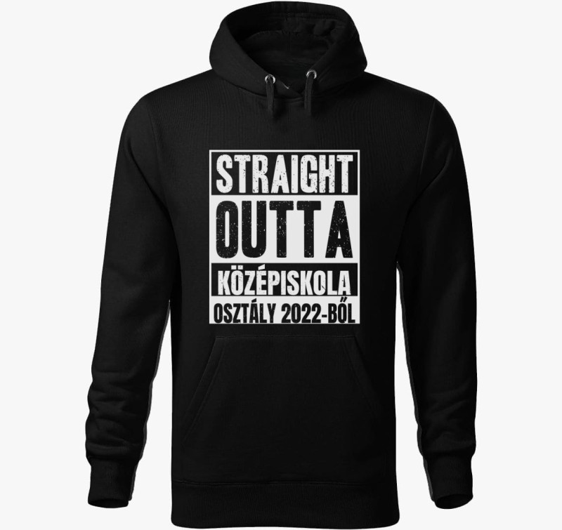 Straight outta középiskola kapucnis pulóver — Fekete