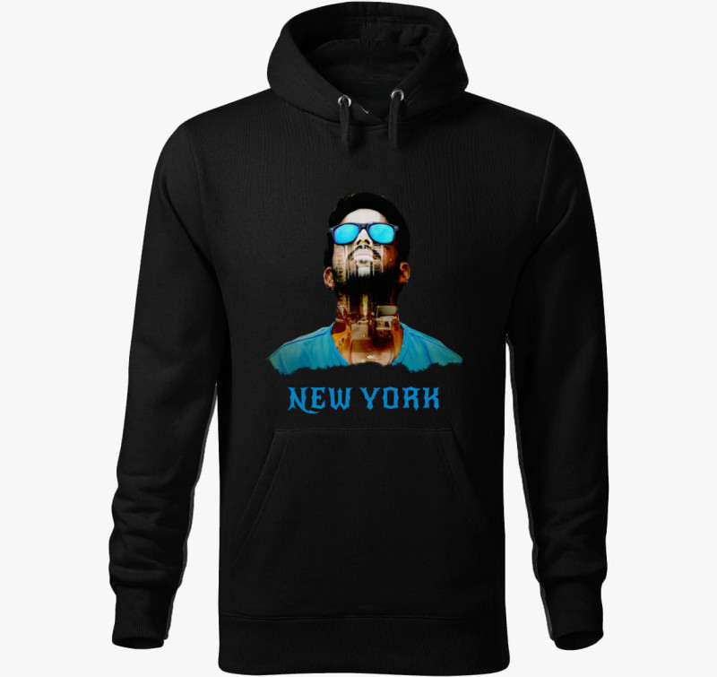 New York kapucnis pulóver — Fekete
