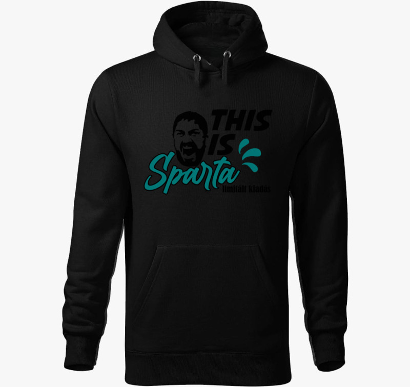 This is Spárta feliratú kapucnis pulóver — Fekete