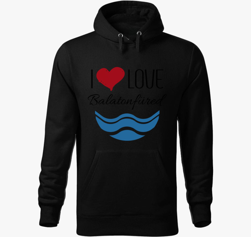 I love Balatonfüred kapucnis pulóver — Fekete