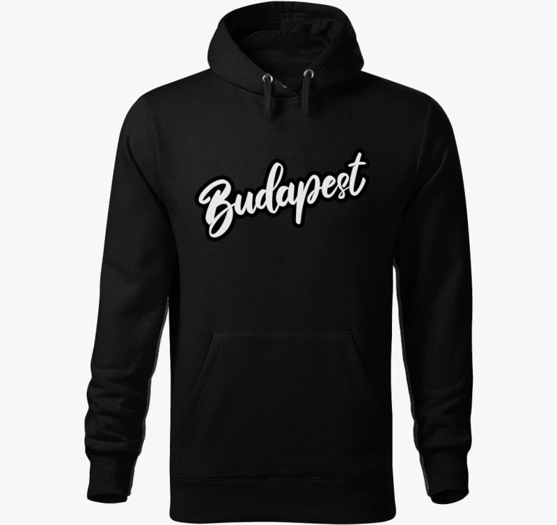 Budapest felirat kapucnis pulóver — Fekete